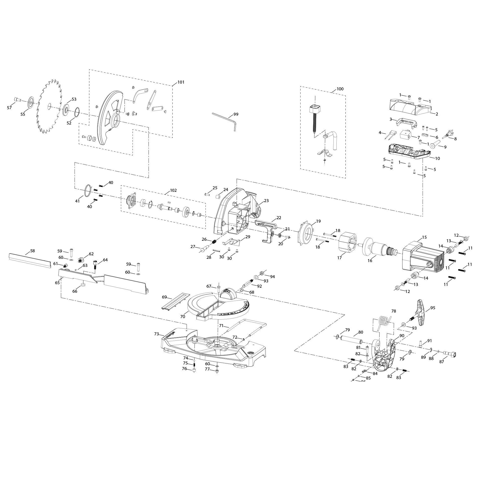 Evolution F210CMS Mitre Saw Spare Parts - Image 2