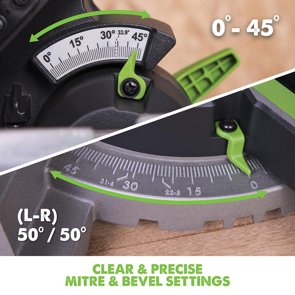 Evolution F210SMS 210mm Sliding Mitre Saw With TCT Multi-Material Cutting Blade (230v) - Image 6