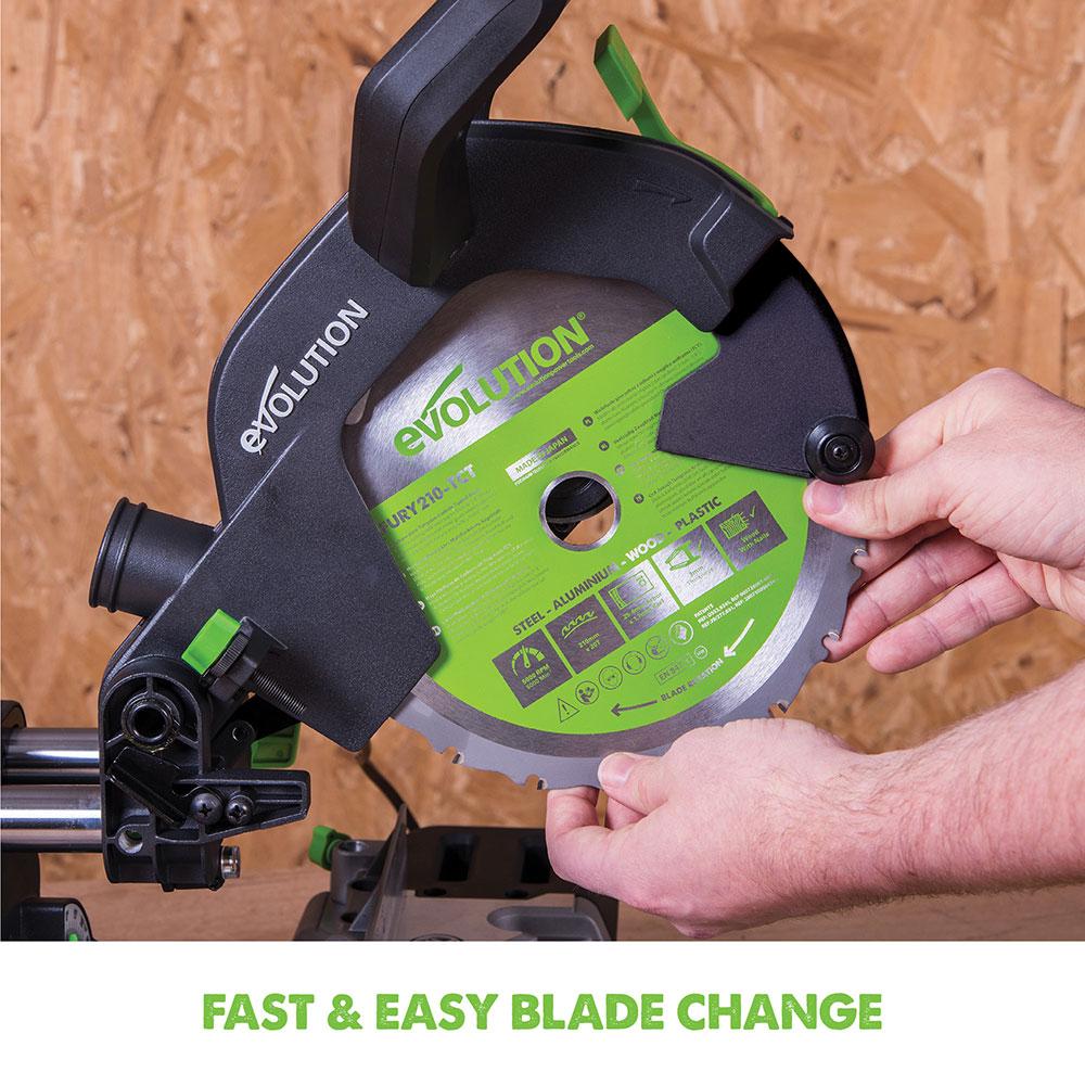 Evolution F210SMS 210mm Sliding Mitre Saw With TCT Multi-Material Cutting Blade (230v) - Image 8