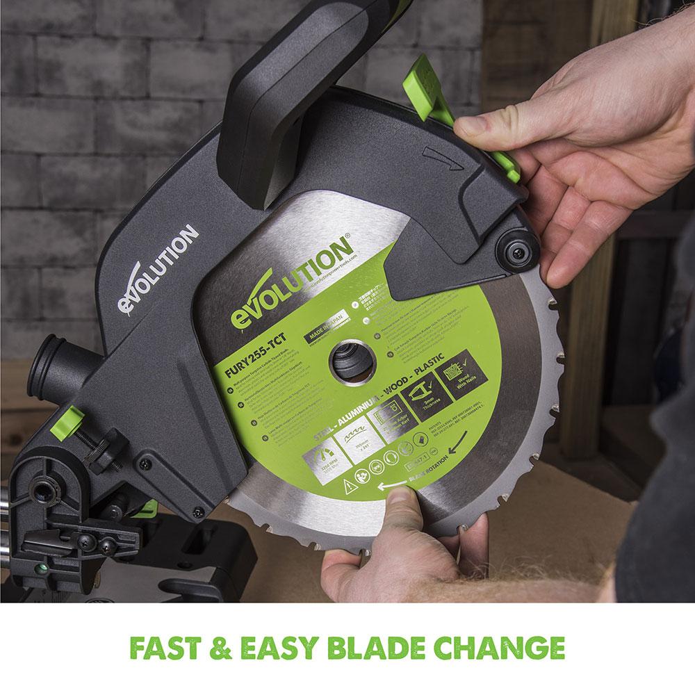Evolution F255SMS 255mm Sliding Mitre Saw With TCT Multi-Material Cutting Blade (230v) (Refurbished - Fair Condition) - Image 8