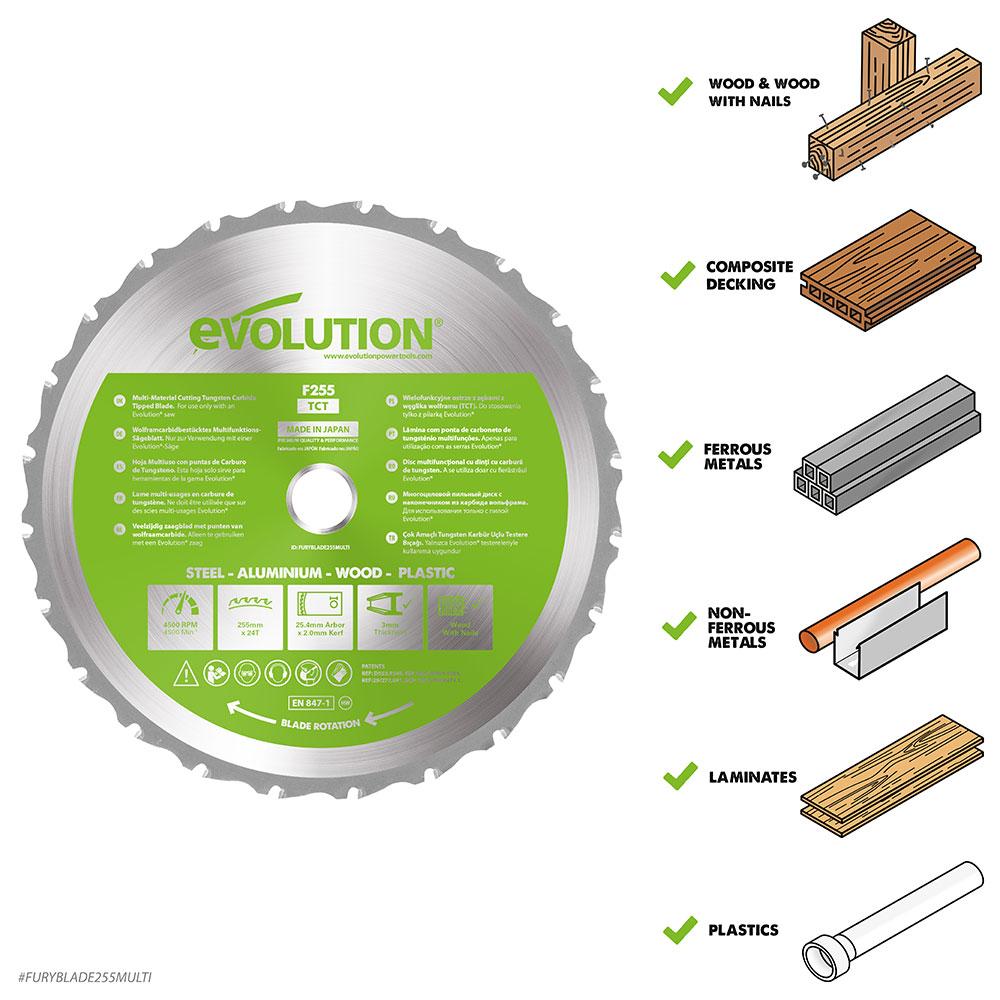 Evolution 255mm Multi-Material Cutting 24T Blade - Image 2
