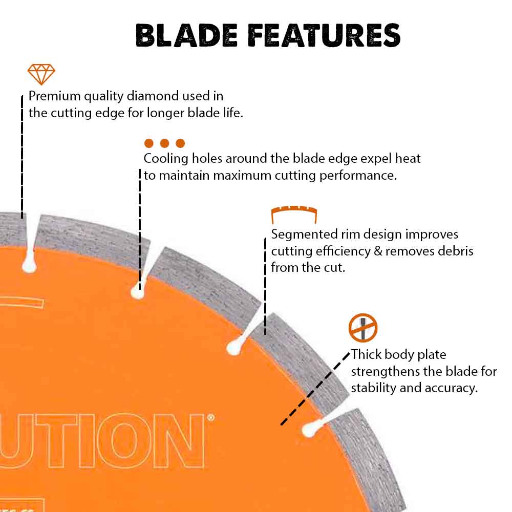 Evolution 230mm Premium Diamond Disc Cutter Blade, 22.2mm Bore - Image 3