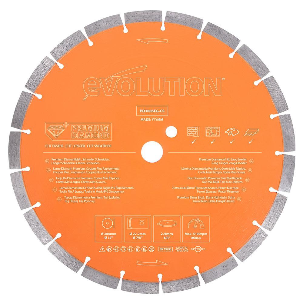 Evolution 300mm Premium Diamond Disc Cutter Blade, 22.2mm Bore