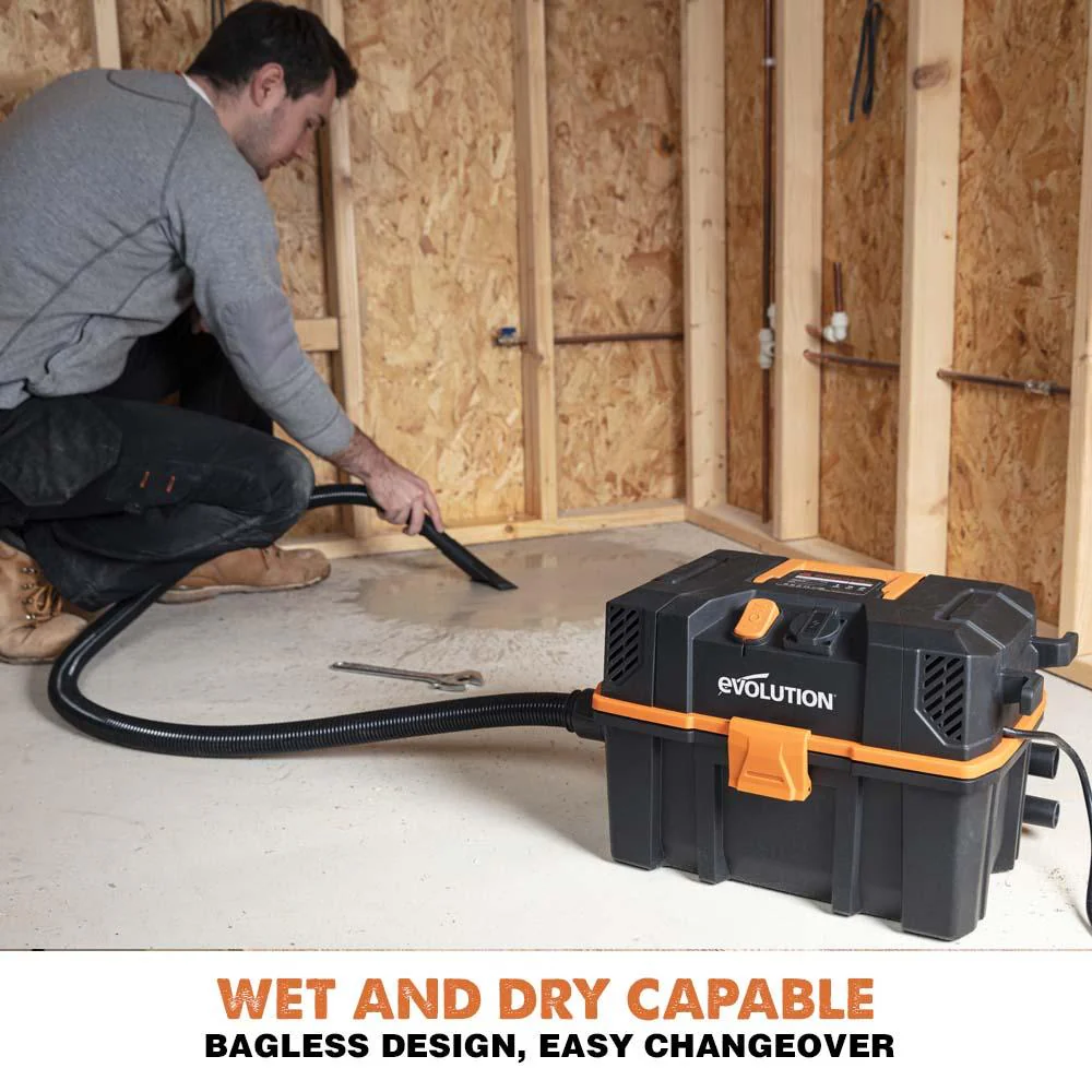 Evolution R15VAC 1000 Watt 15L Wet & Dry Workshop Vacuum Cleaner With 1700W Power Take-off - Image 5