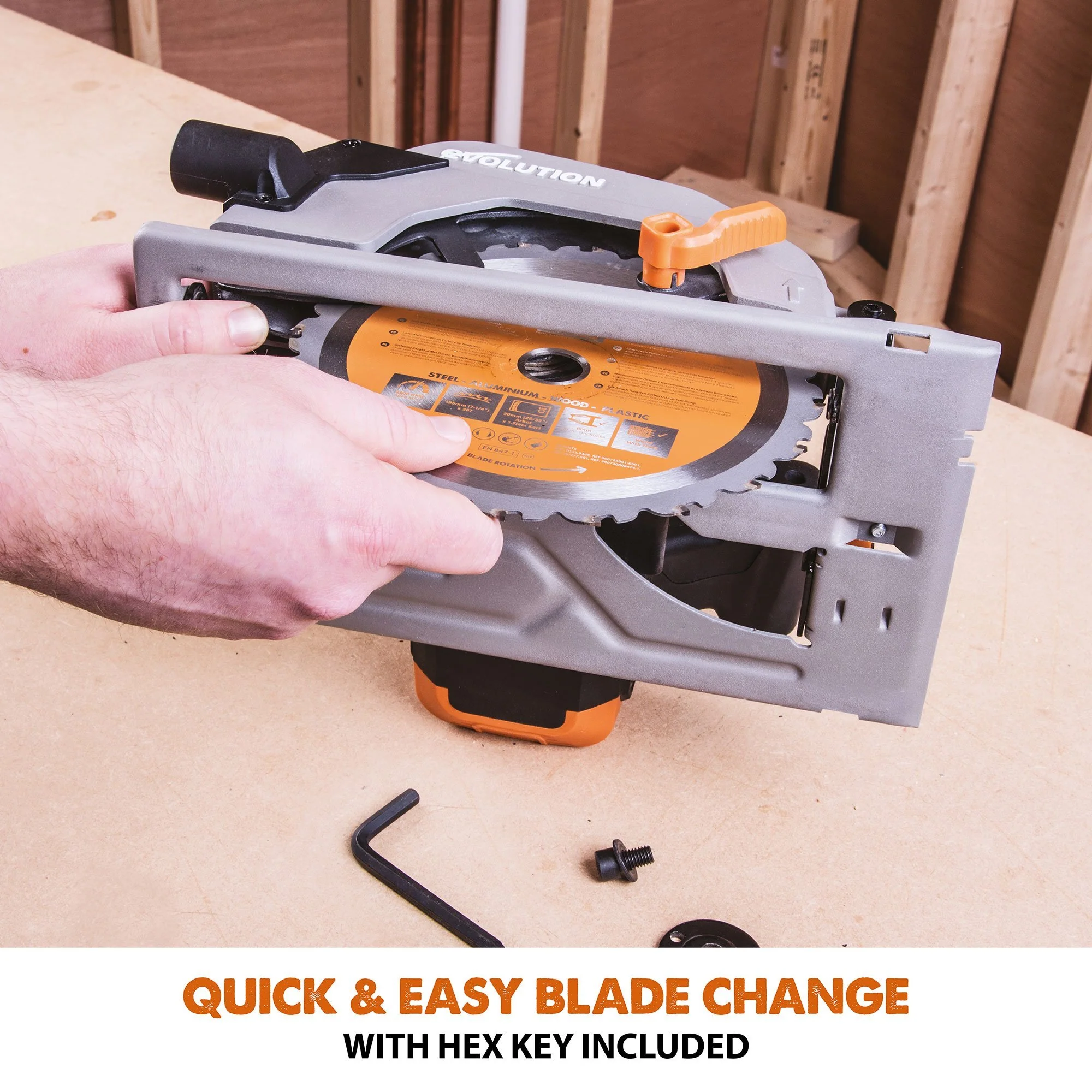 Evolution R165CCSL 165mm Circular Saw with TCT Multi-Material Cutting Blade - Image 16