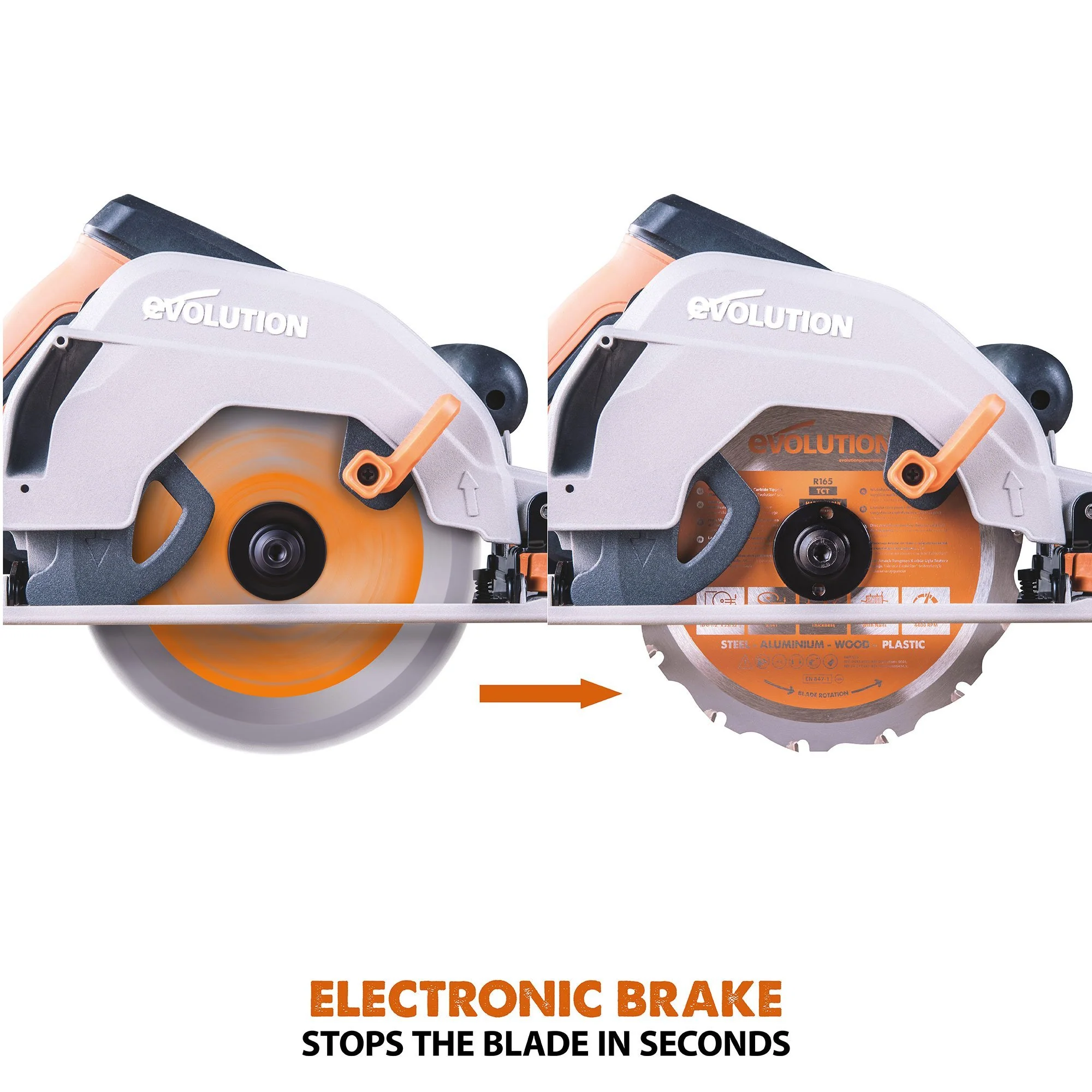Evolution R165CCSL 165mm Circular Saw with TCT Multi-Material Cutting Blade - Image 17
