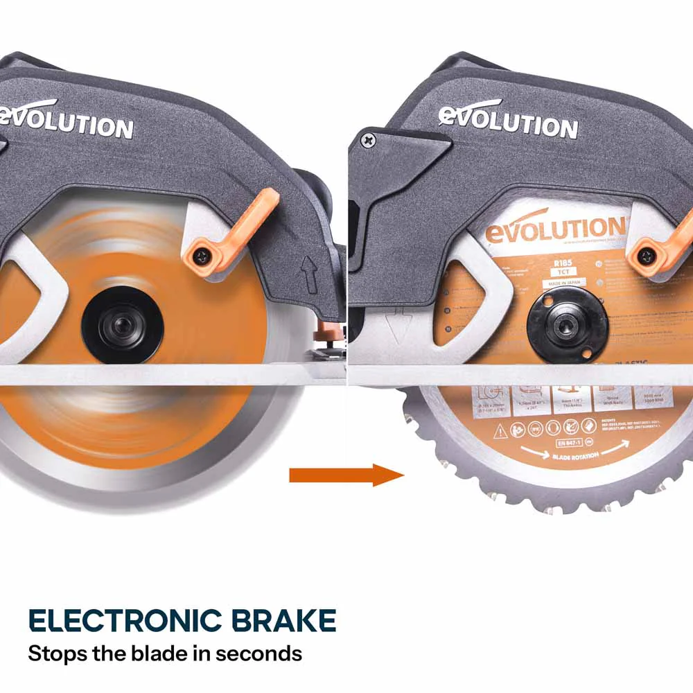 Evolution R185CCS 185mm Circular Saw with TCT Multi-Material Cutting Blade - Image 12
