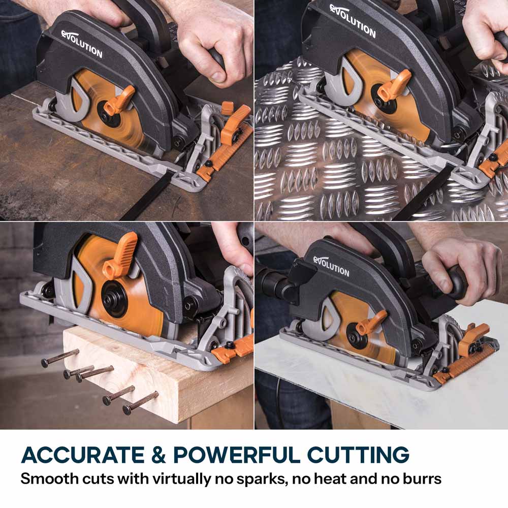 Evolution R185CCS 185mm Circular Saw with TCT Multi-Material Cutting Blade - Image 3