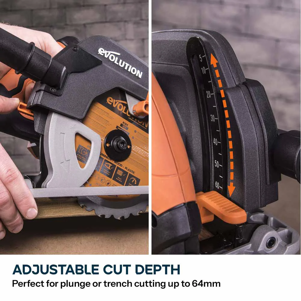 Evolution R185CCS 185mm Circular Saw with TCT Multi-Material Cutting Blade - Image 8