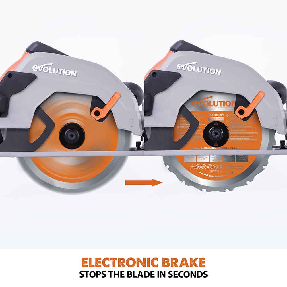 Evolution R185CCSL 185mm Circular Saw with TCT Multi-Material Cutting Blade - Image 16