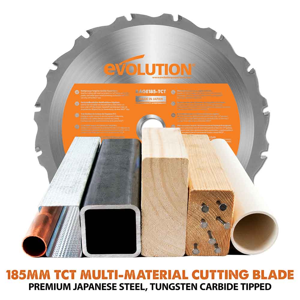 Evolution R185CCSL 185mm Circular Saw with TCT Multi-Material Cutting Blade - Image 2