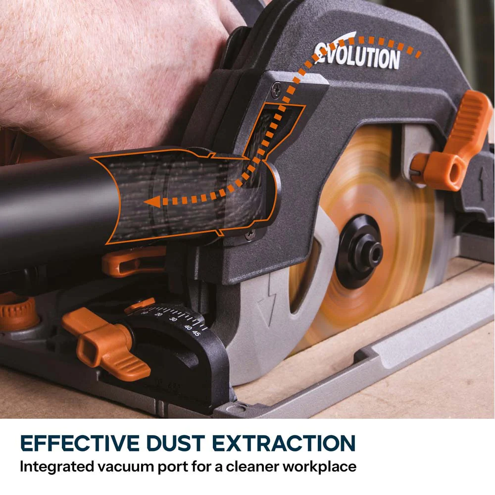 Evolution R185CCSX 185mm Track Compatible Circular Saw with TCT Multi-Material Cutting Blade (Refurbished - Fair Condition) - Image 12