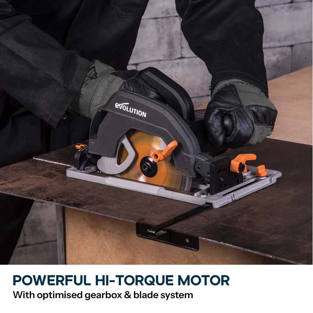 Evolution R185CCSX 185mm Track Compatible Circular Saw with TCT Multi-Material Cutting Blade (Refurbished - Fair Condition) - Image 6