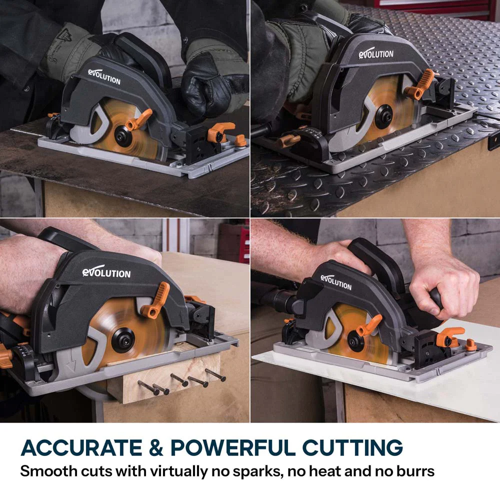 Evolution R185CCSX+ 185mm Circular Saw with TCT Multi-Material Cutting Blade - Image 3