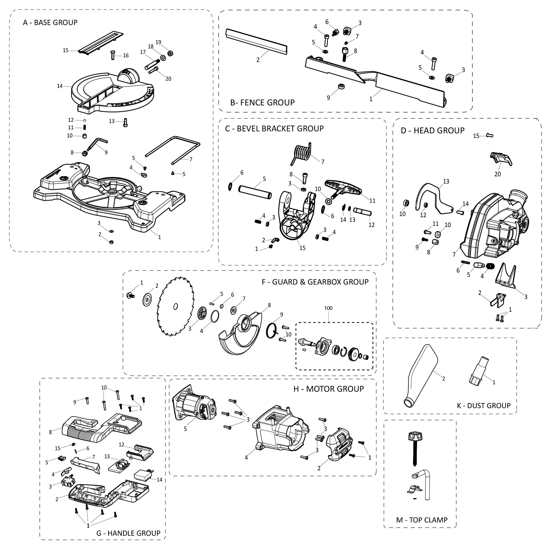 Evolution R185CMS-Li Mitre Saw Spare Parts - Image 2
