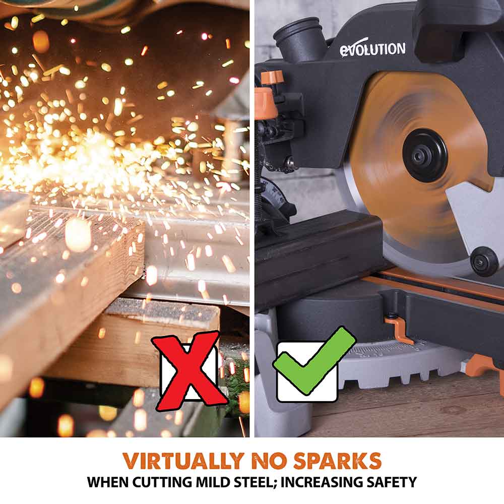 Evolution R185SMS 185mm Sliding Mitre Saw With TCT Multi-Material Cutting Blade - Image 11