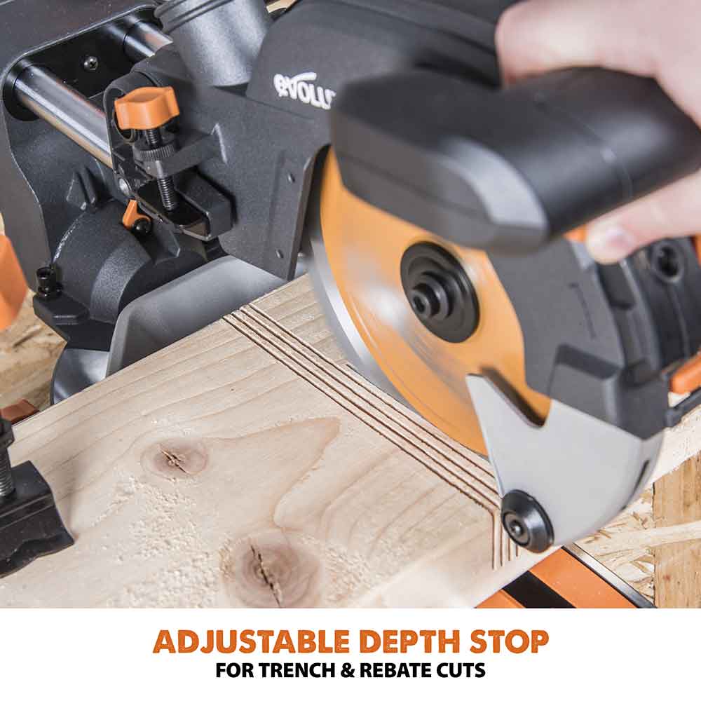 Evolution R185SMS 185mm Sliding Mitre Saw With TCT Multi-Material Cutting Blade - Image 13