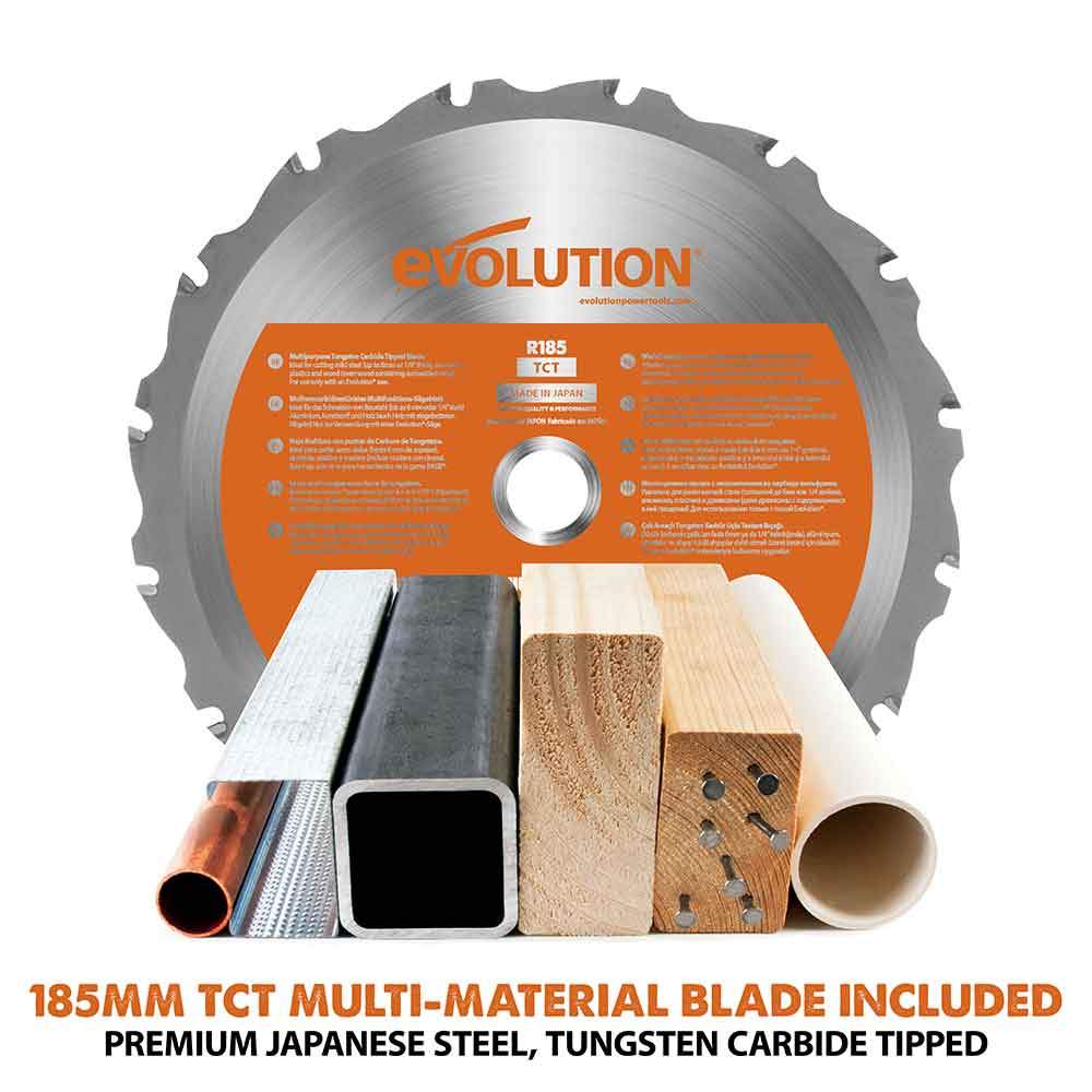 Evolution R185SMS 185mm Sliding Mitre Saw With TCT Multi-Material Cutting Blade - Image 2