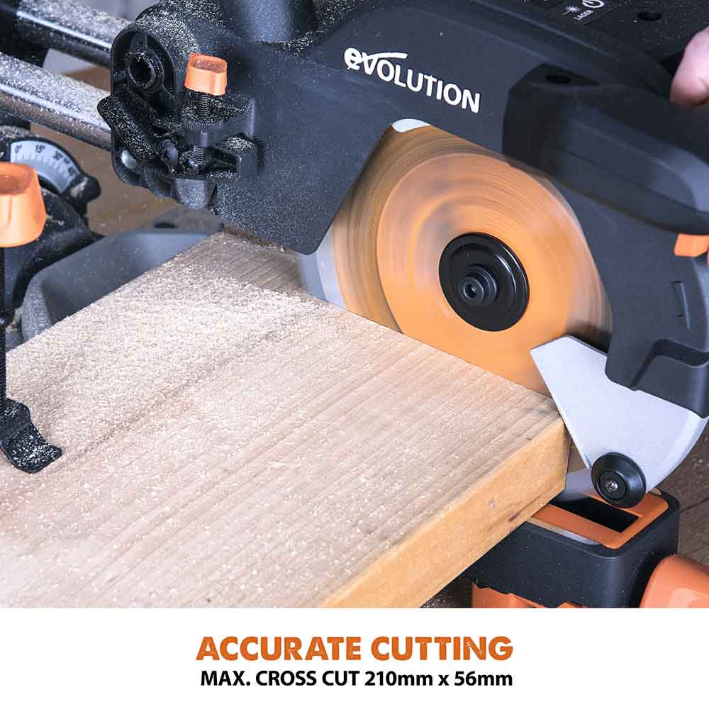 Evolution R185SMS 185mm Sliding Mitre Saw With TCT Multi-Material Cutting Blade - Image 5