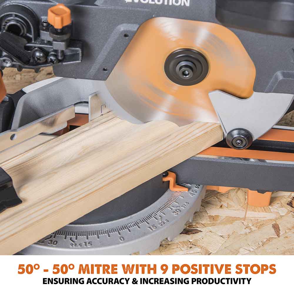 Evolution R185SMS 185mm Sliding Mitre Saw With TCT Multi-Material Cutting Blade - Image 9