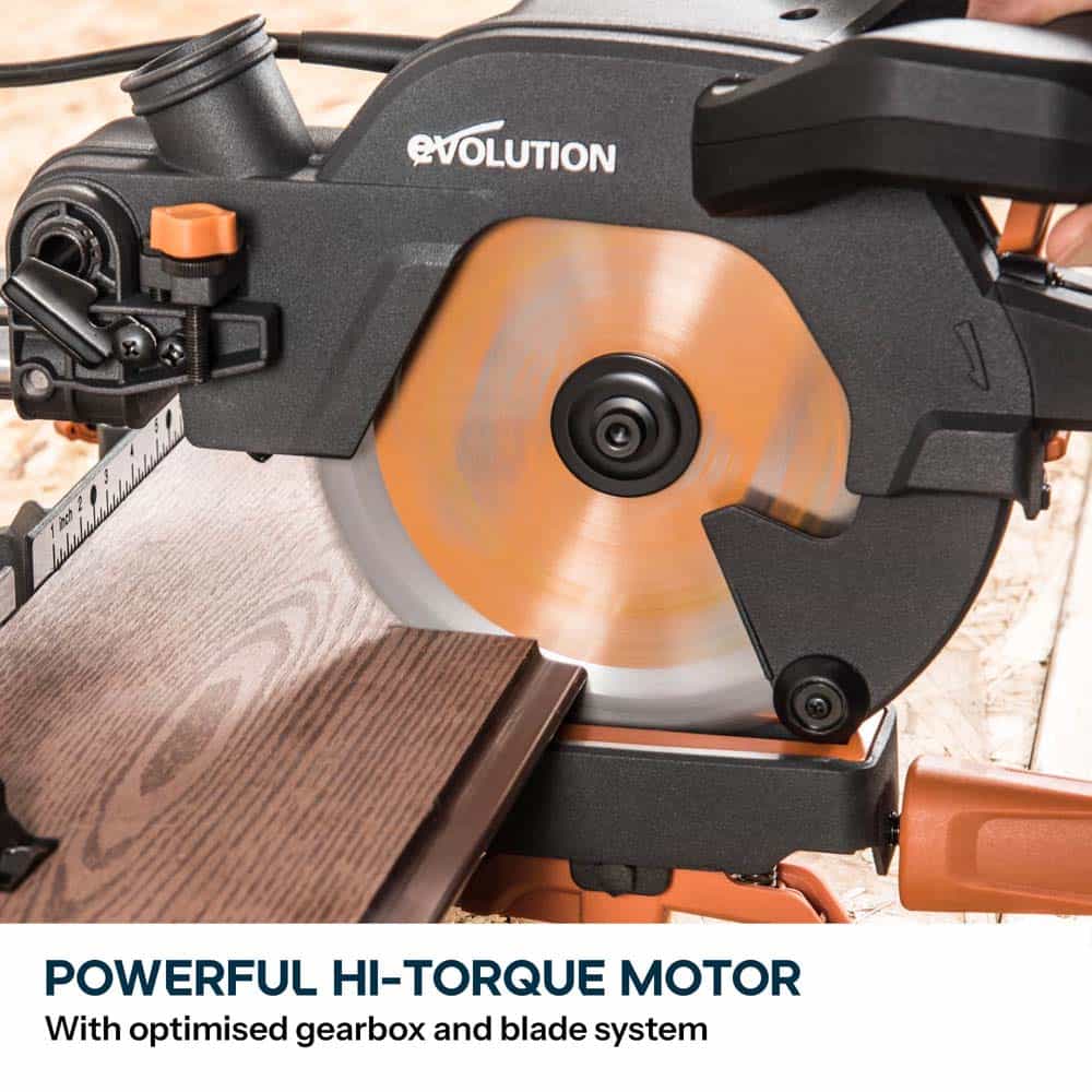 Evolution R185SMS+ 185mm Sliding Compound Mitre Saw With TCT Multi-Material Cutting Blade (230V) - Image 6