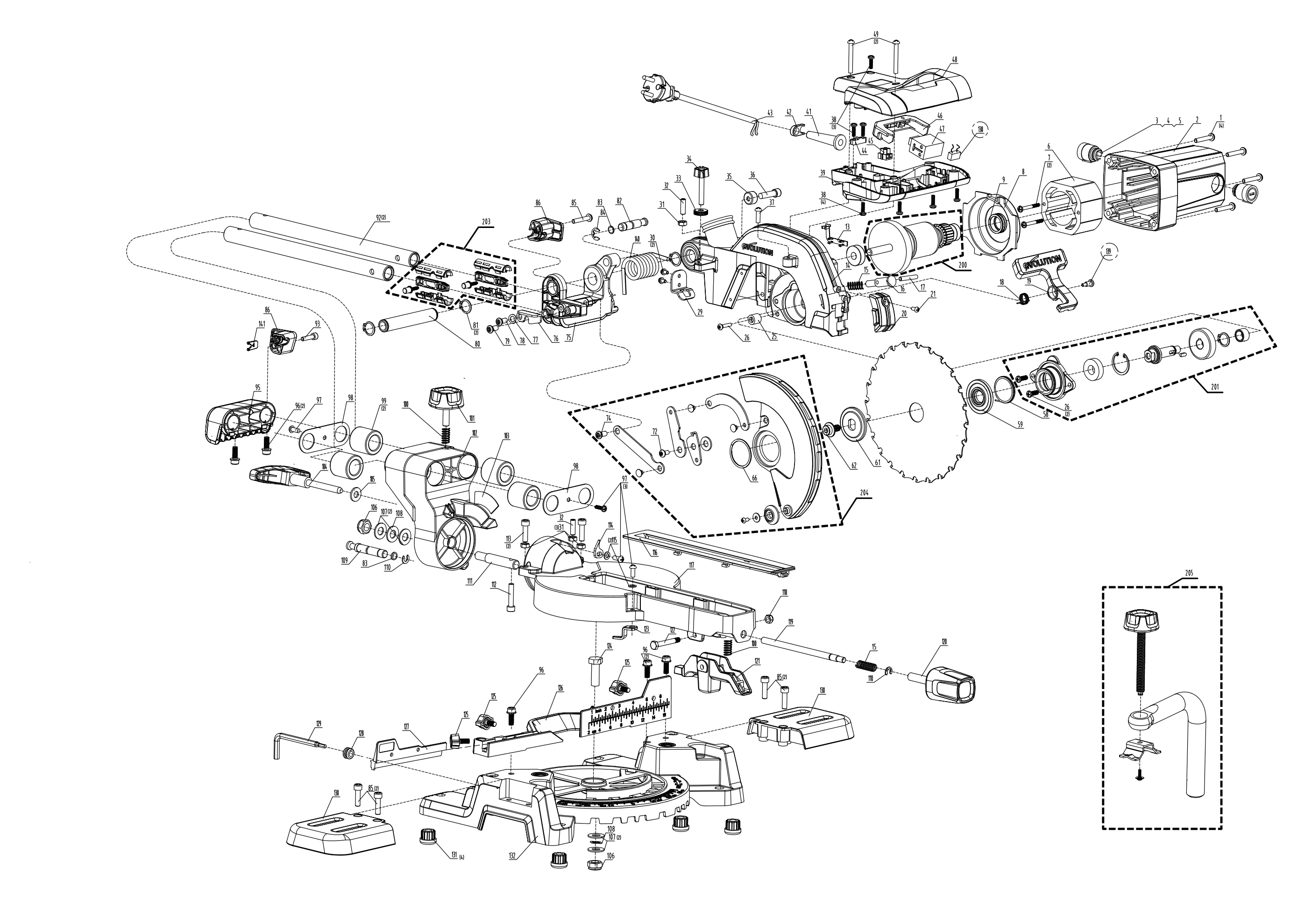 Evolution R185SMS Sliding Mitre Saw Spare Parts - Image 2