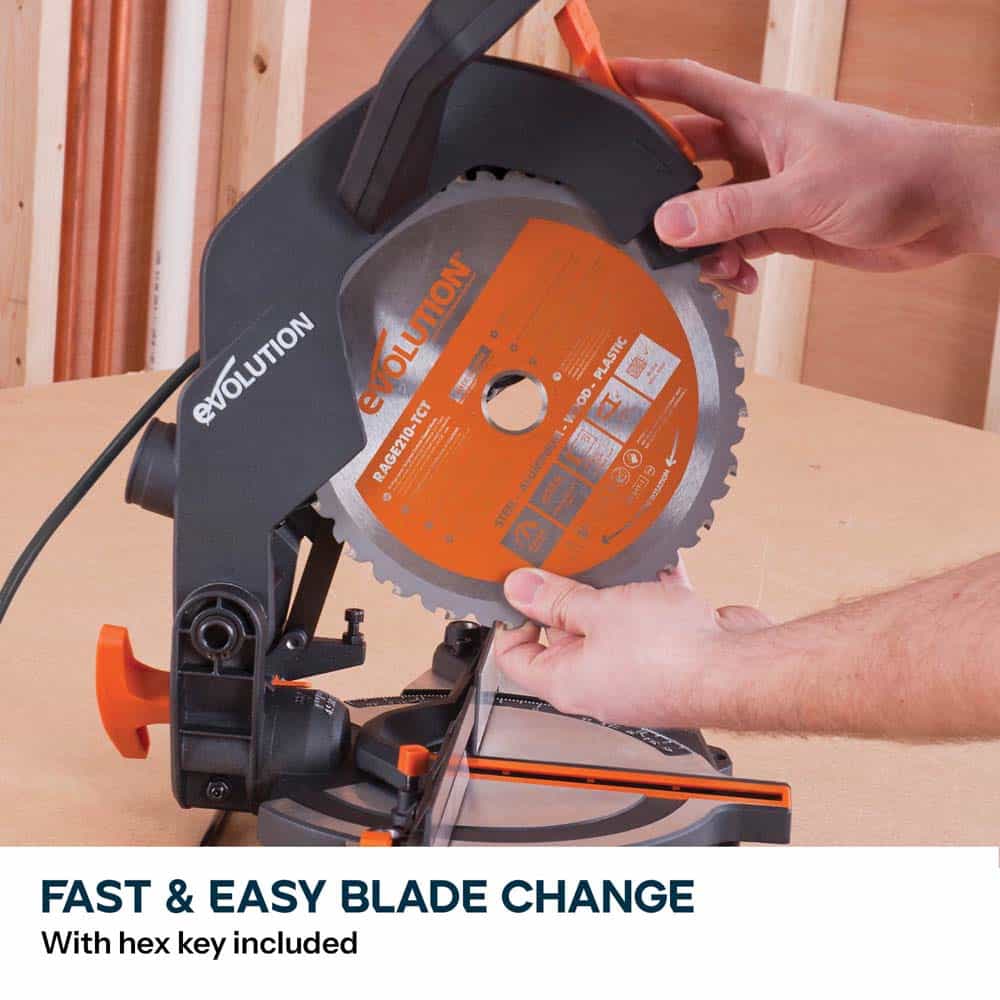 Evolution R210CMS+ 210mm 1200w Compound Mitre Saw With TCT Multi-Material Cutting Blade - Image 13