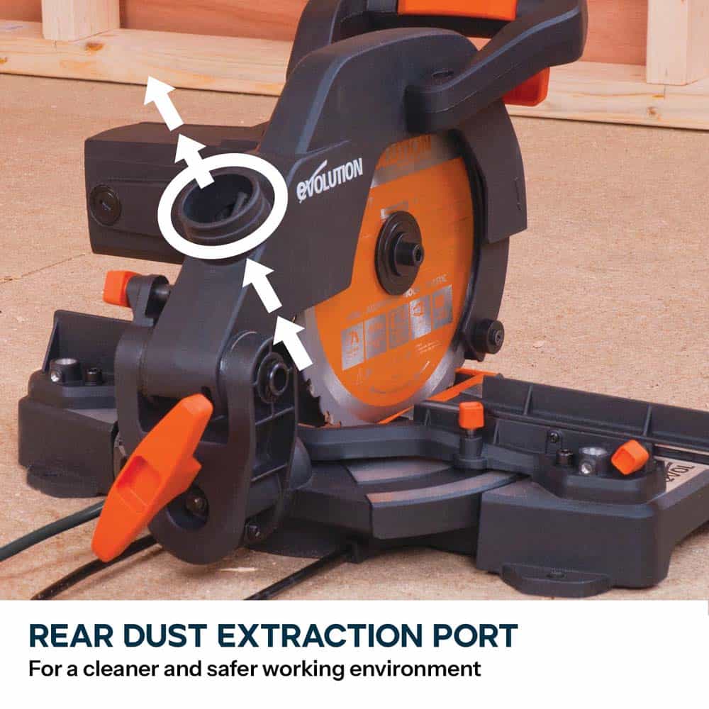Evolution R210CMS+ 210mm 1200w Compound Mitre Saw With TCT Multi-Material Cutting Blade - Image 15