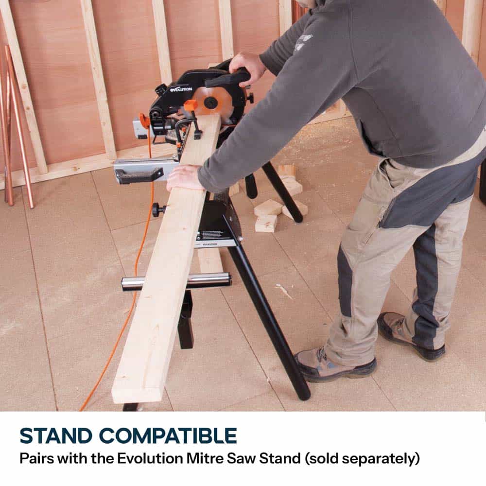 Evolution R210CMS+ 210mm 1200w Compound Mitre Saw With TCT Multi-Material Cutting Blade - Image 16