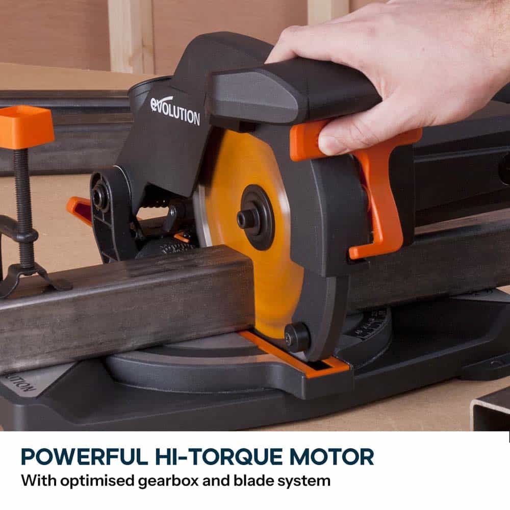 Evolution R210CMS+ 210mm 1200w Compound Mitre Saw With TCT Multi-Material Cutting Blade - Image 6