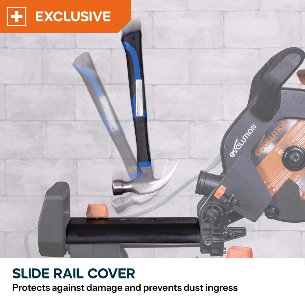 Evolution R210SMS+ 210mm Sliding Compound Mitre Saw With TCT Multi-Material Cutting Blade - Image 16