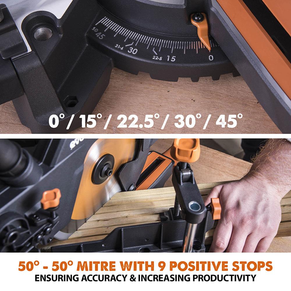 Evolution R210SMS-300+ Sliding Mitre Saw With TCT Multi-Material Cutting Blade (Refurbished - Like New) - Image 9