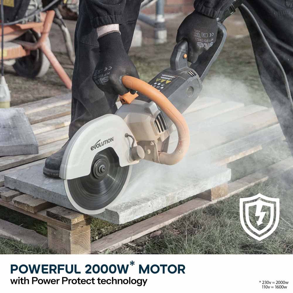 Evolution R230DCT 230mm 9" Electric Disc Cutter Concrete Saw with Diamond Blade - Image 6