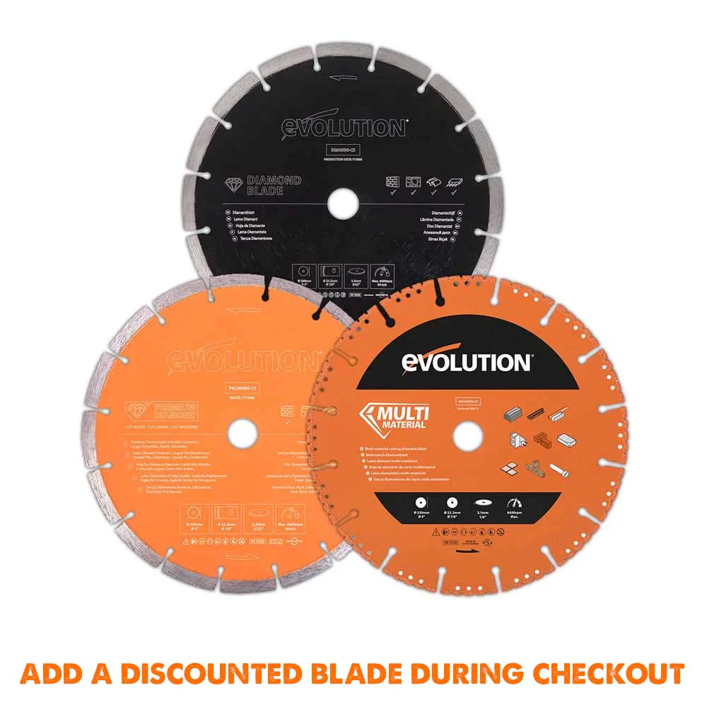Evolution R230DCTX 230mm Electric Disc Cutter Concrete Saw, Bladeless - Image 12