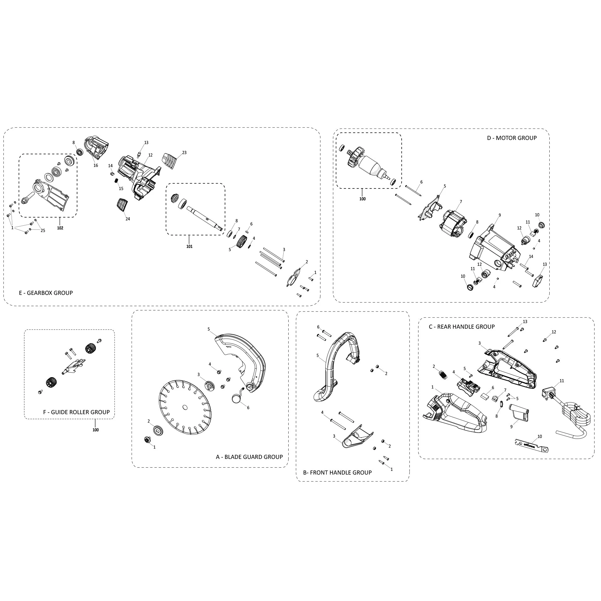Evolution R255DCT Disc Cutter / Concrete Saw Spare Parts - Image 2