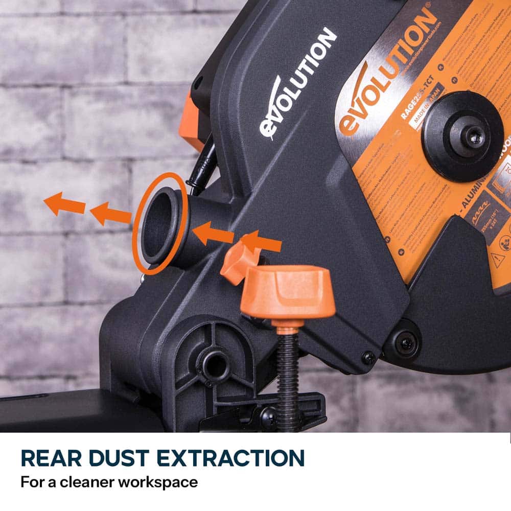 Evolution R255SMS+ 255mm Sliding Compound Mitre Saw With TCT Multi-Material Cutting Blade - Image 14