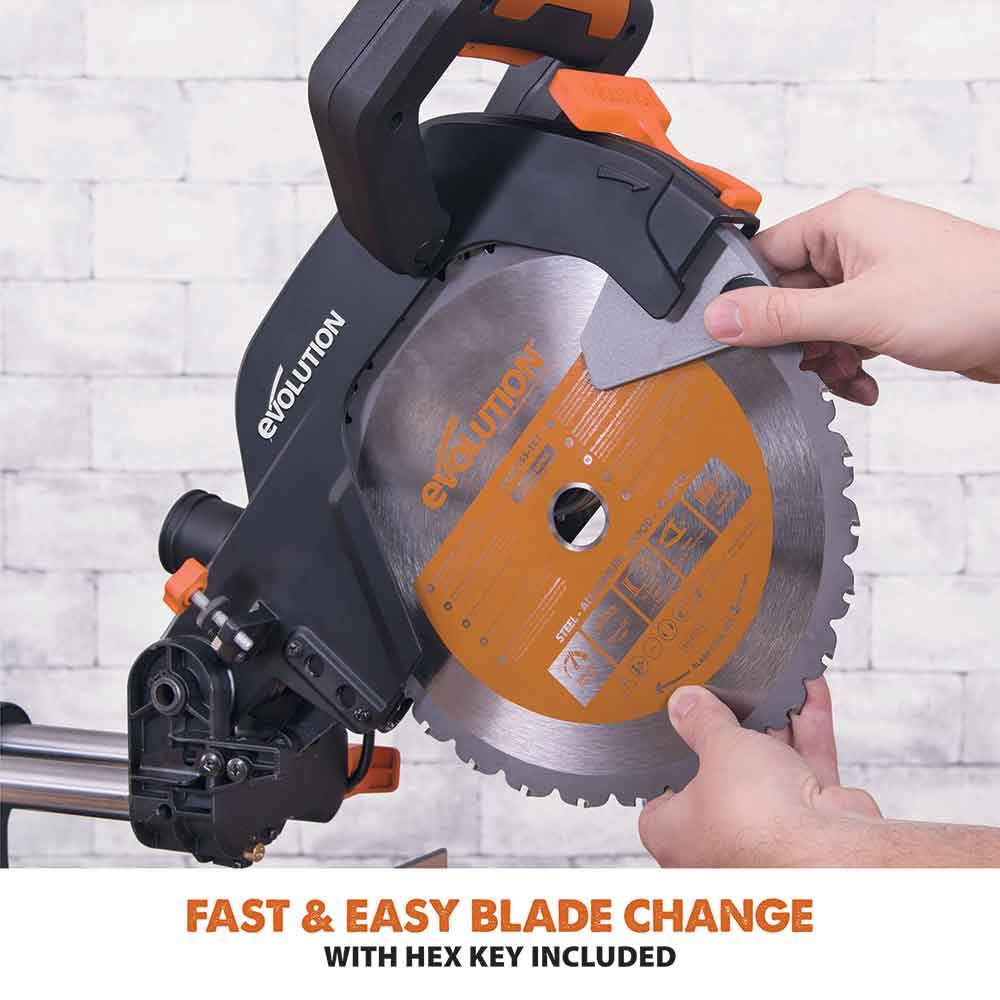 Evolution R255SMS 255mm Sliding Mitre Saw With TCT Multi-Material Cutting Blade - Image 14