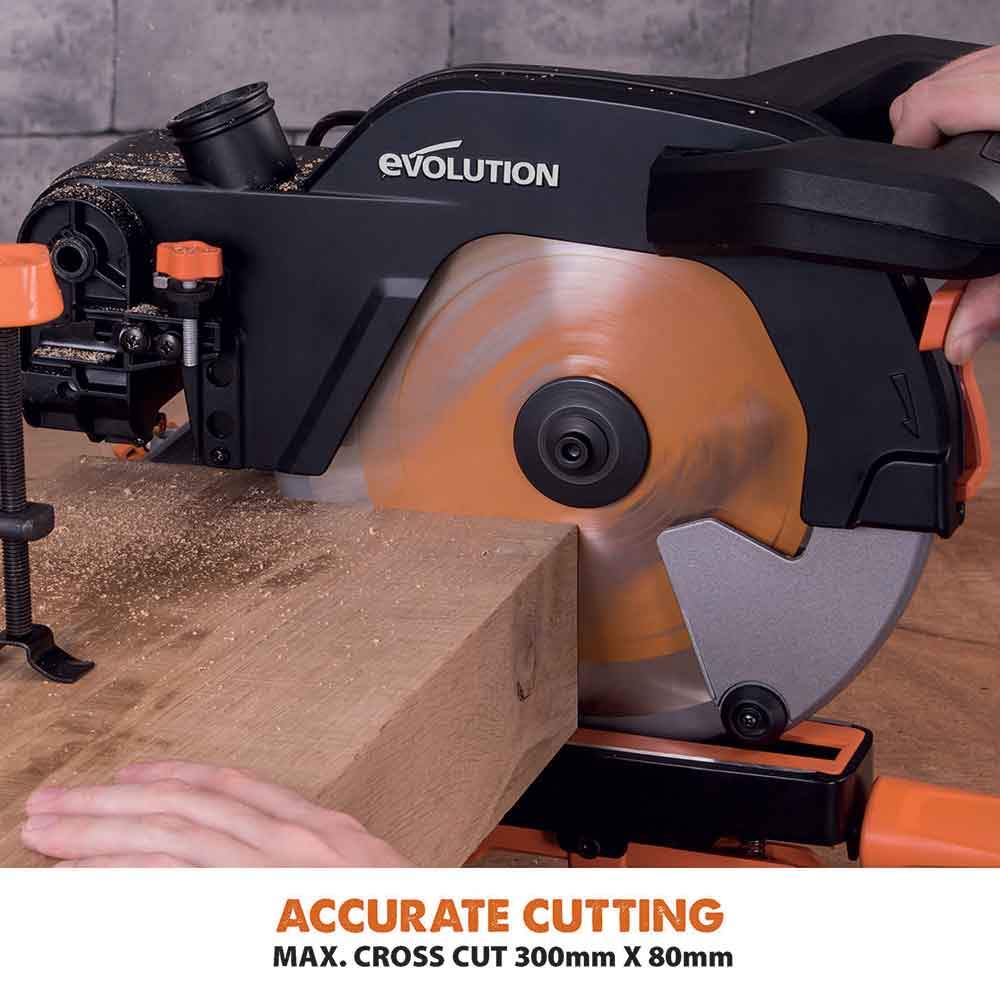 Evolution R255SMS 255mm Sliding Mitre Saw With TCT Multi-Material Cutting Blade - Image 4