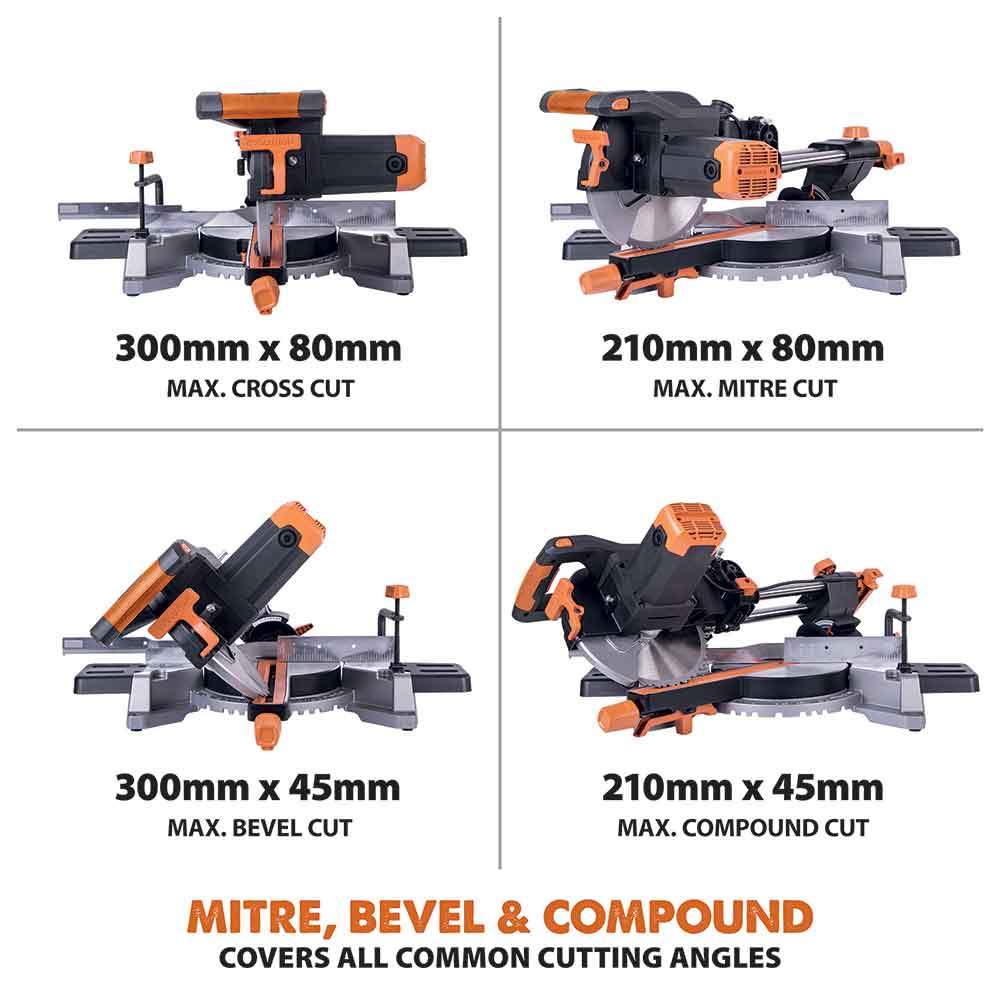 Evolution R255SMS 255mm Sliding Mitre Saw With TCT Multi-Material Cutting Blade - Image 7