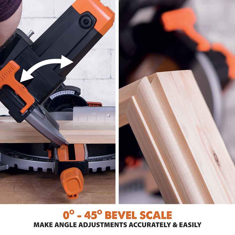 Evolution R255SMS 255mm Sliding Mitre Saw With TCT Multi-Material Cutting Blade - Image 9