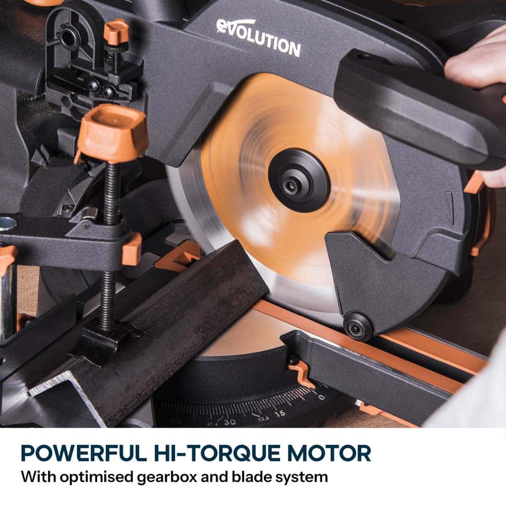 Evolution R255SMS+ 255mm Sliding Compound Mitre Saw With TCT Multi-Material Cutting Blade - Image 5