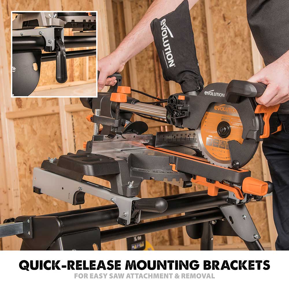 Evolution R255SMS-DB+ 255mm Double Bevel Mitre Saw & Stand Bundle - Image 4
