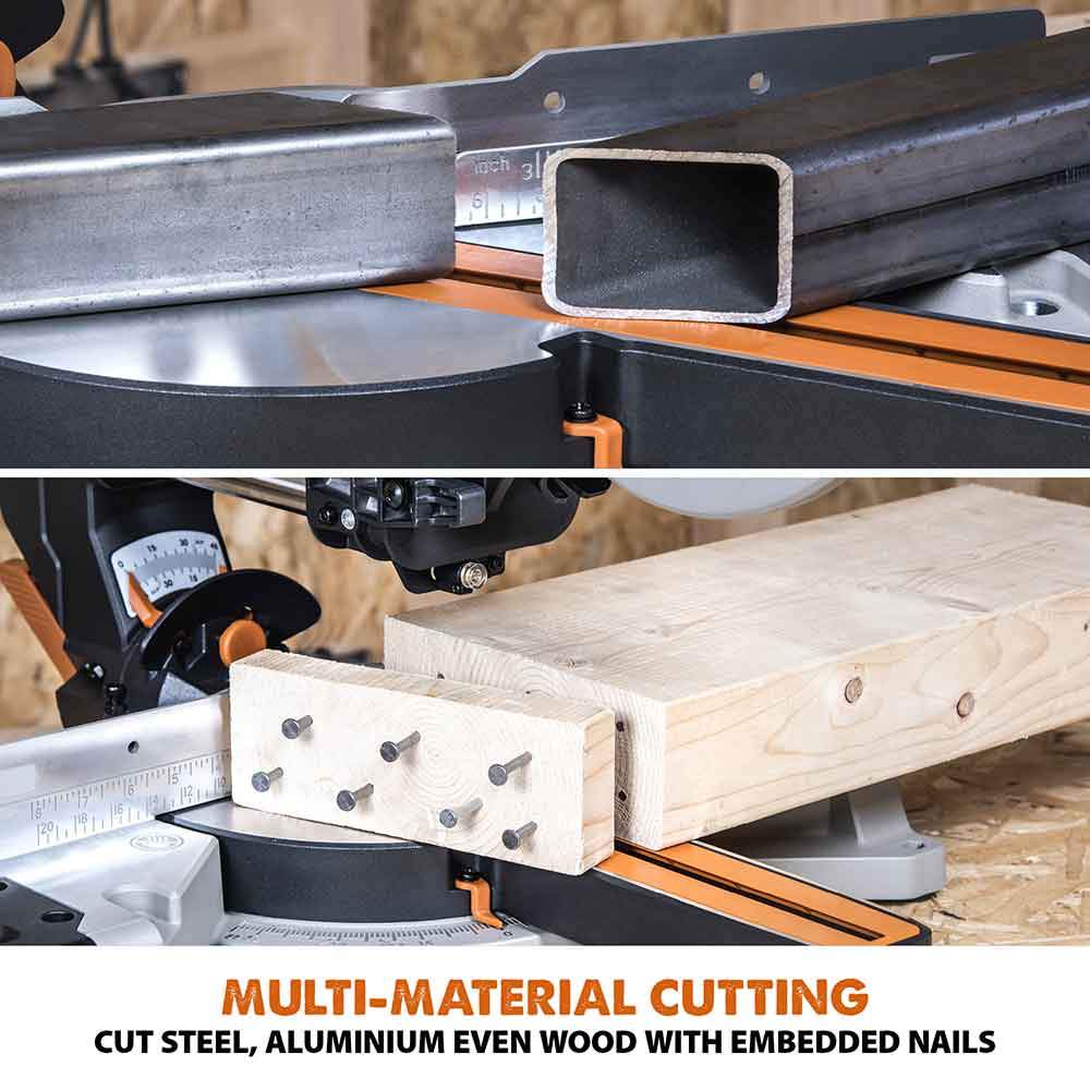 Evolution R255SMS-DB 255mm Double Bevel Sliding Mitre Saw With TCT Multi-Material Cutting Blade - Image 3