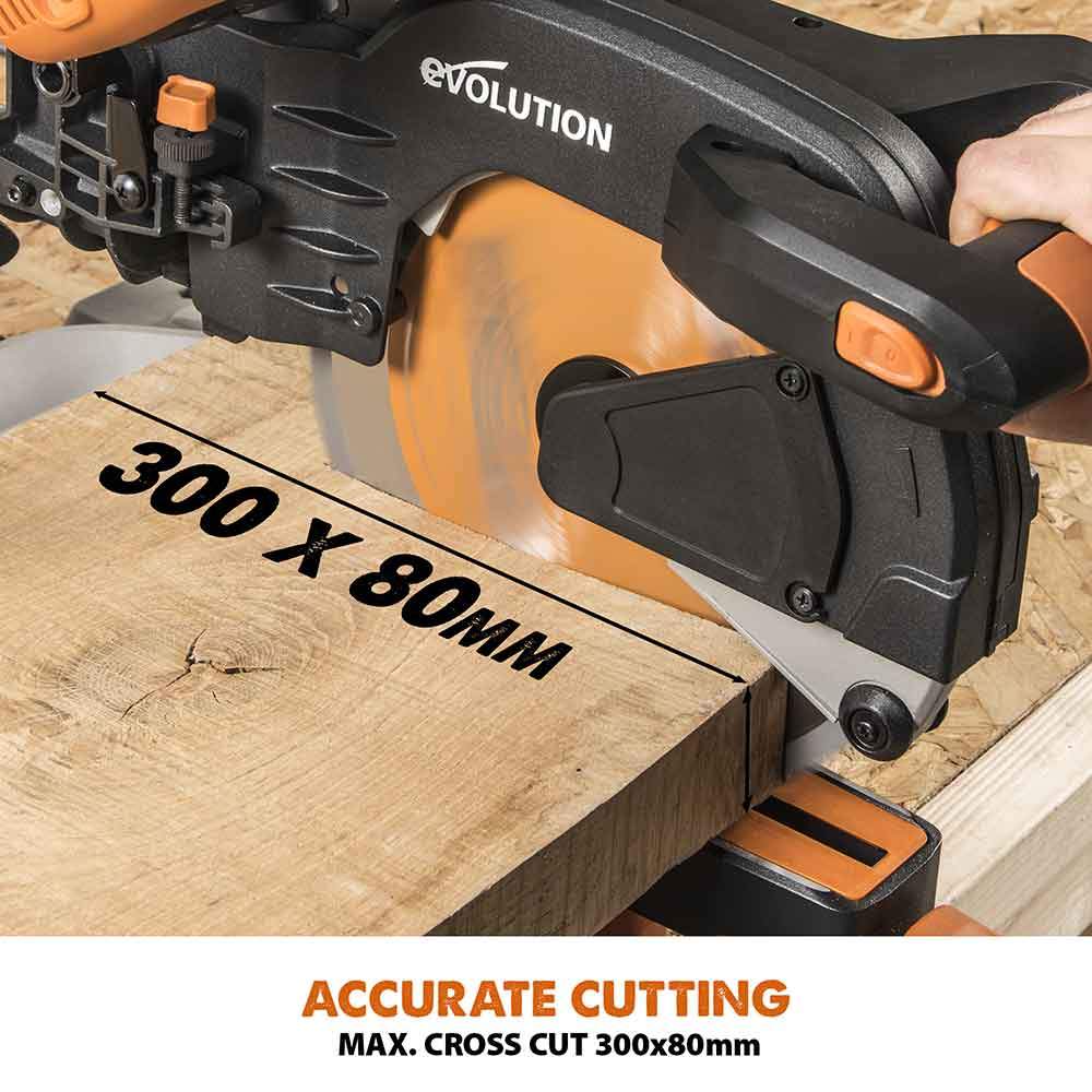 Evolution R255SMS-DB 255mm Double Bevel Sliding Mitre Saw With TCT Multi-Material Cutting Blade - Image 5