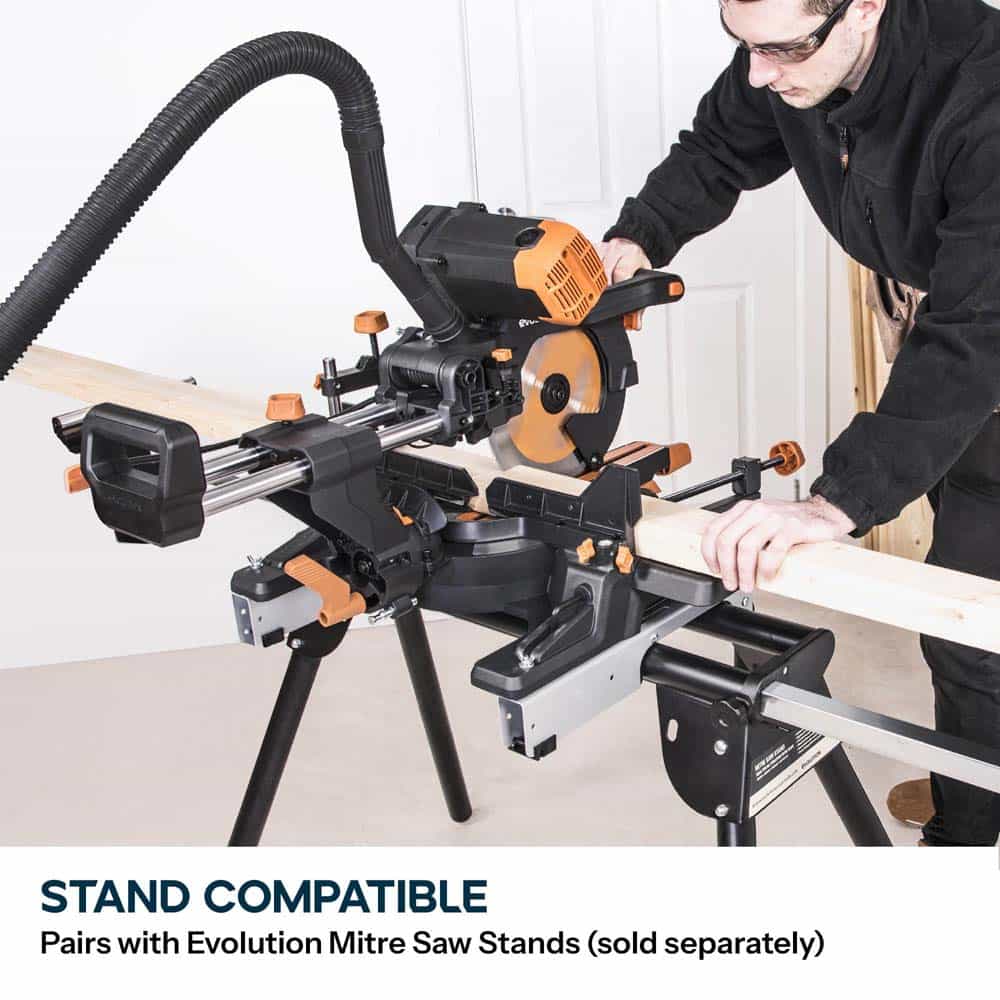 Evolution R255SMS-DB+ 255mm Double Bevel Sliding Mitre Saw With 28T TCT Multi-Material Cutting Blade - Image 20