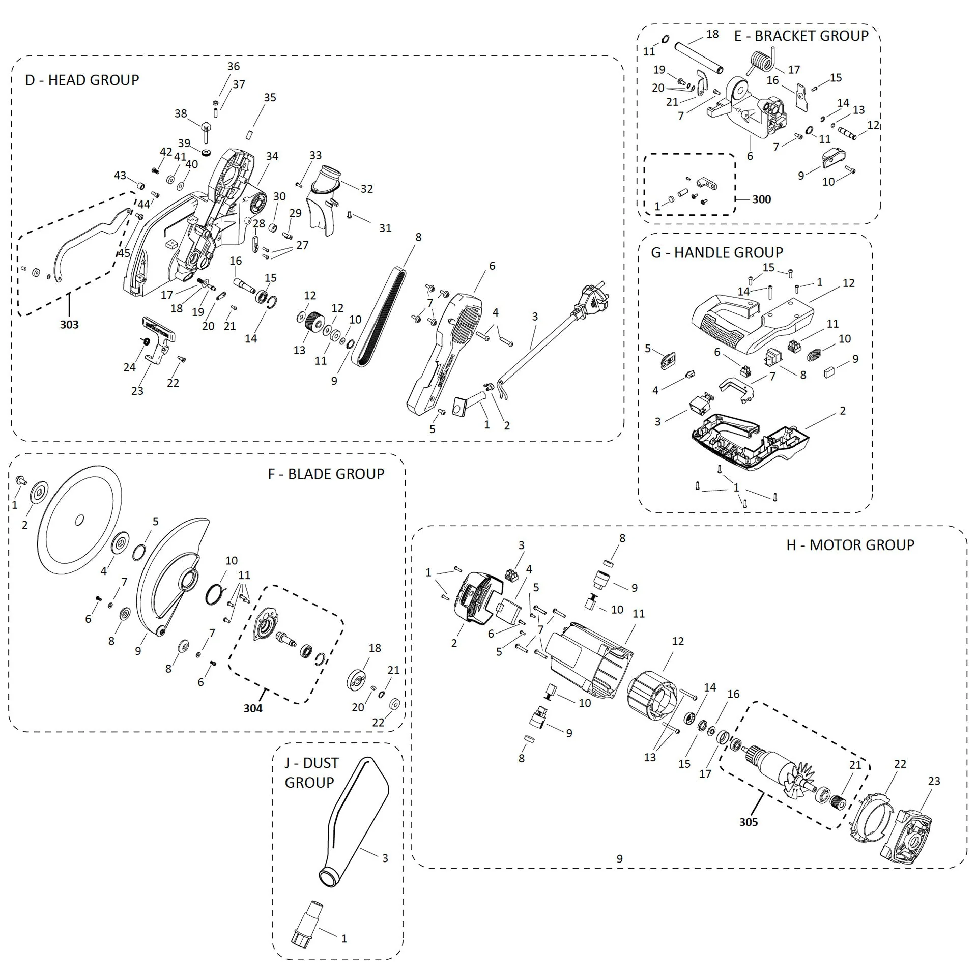 Evolution R255SMS-DB+ Sliding Mitre Saw Spare Parts (Head) - Image 2