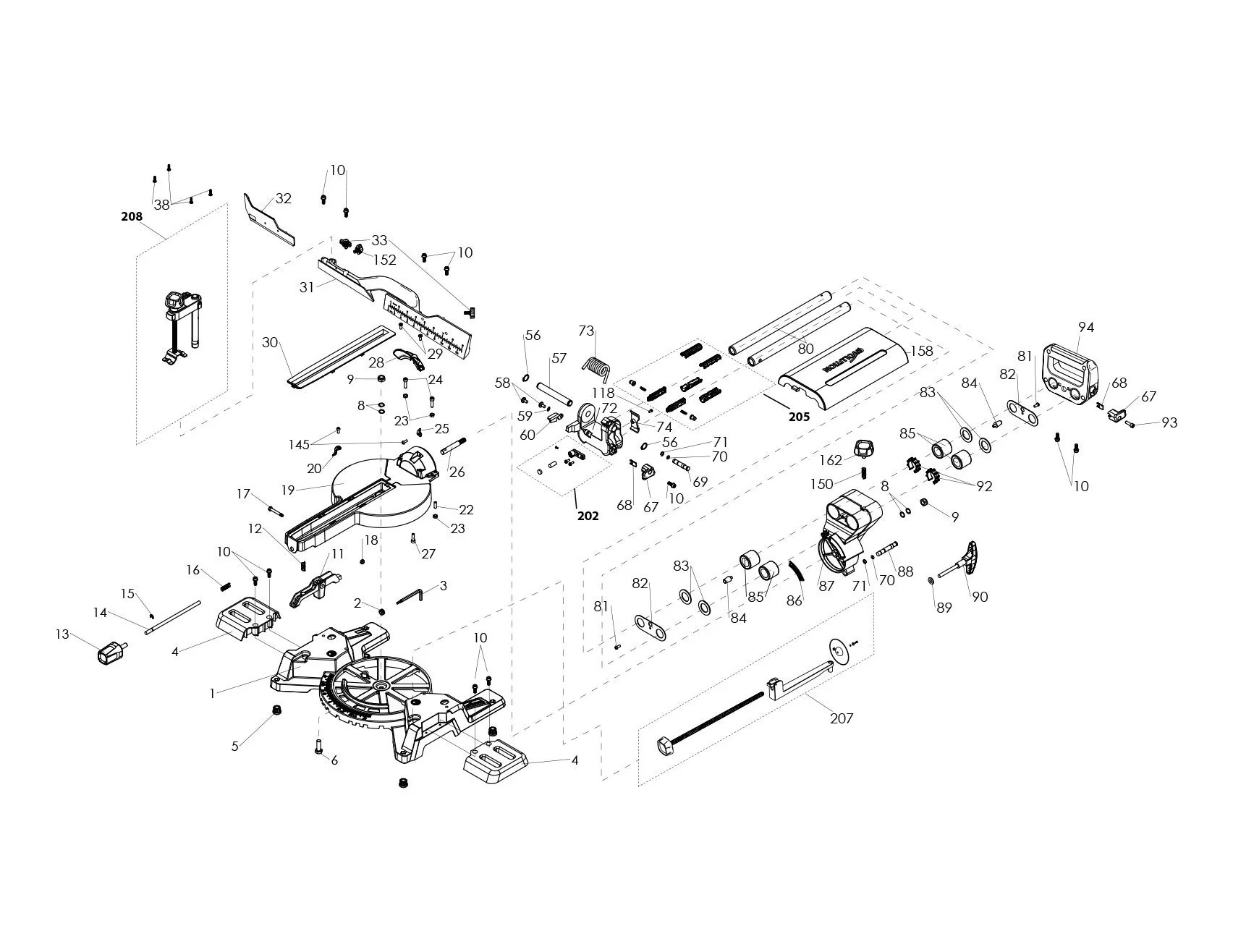Evolution R255SMS & R255SMS+ Sliding Mitre Saw Spare Parts (Base Section) - Image 2