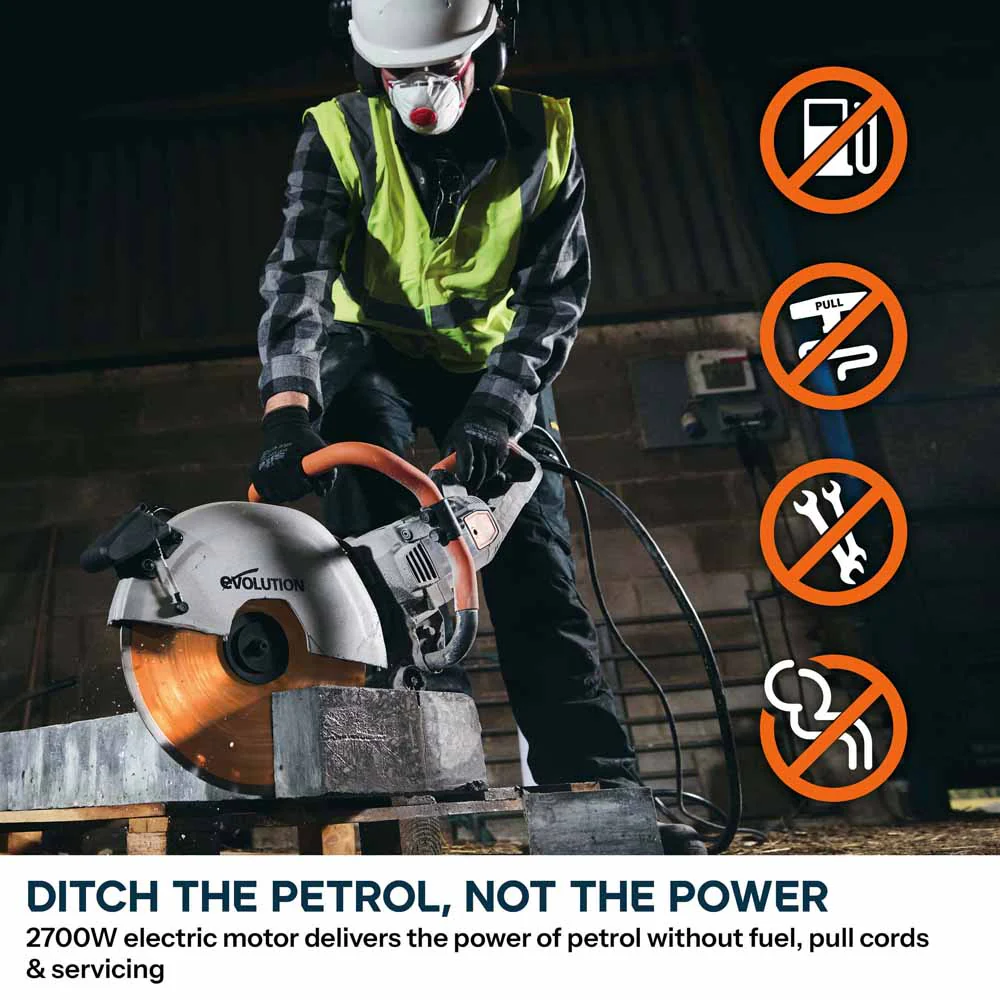 R350DCT 350mm Electric Disc Cutter With Automatic Water Fed Dust Suppression & Premium Diamond Blade - Image 2