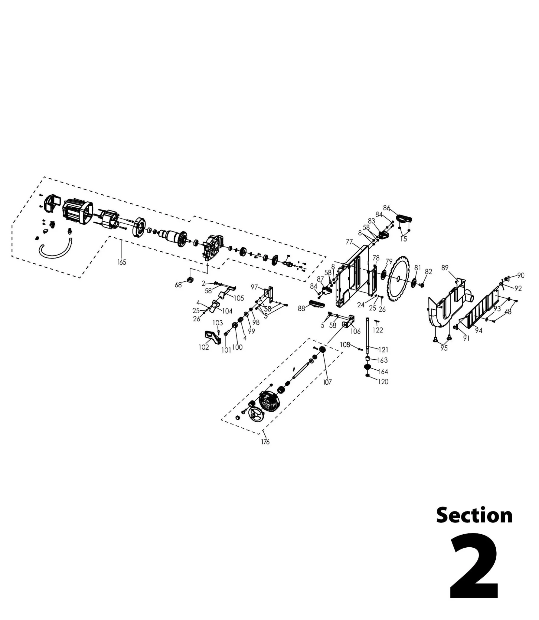 Evolution RAGE5-S Table Saw Spare Parts Section 2 (Motor & Blade Guard) - Image 2