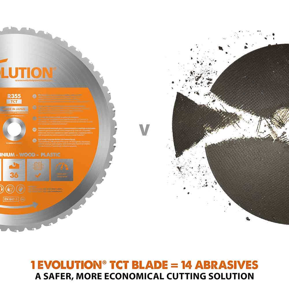 Evolution 355mm Multi-Material Cutting 36T Chop Saw Blade - Image 4